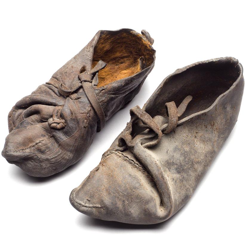 A pair of shoes found in a peat bog at Rønbjerg in East Jutland. C. 355-47 BC