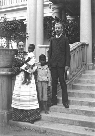 Missionary Viggo Møller with his wife and foster sons, c. 1905. Courtesy of Danmission