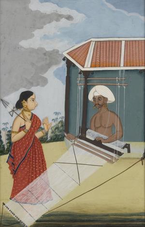 Silk weaving couple, company painting, late 18th century. National Museum of Denmark (D.1670)