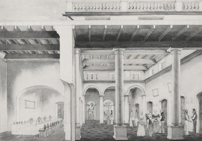The great hall in the Governor’s residence, as imagined by Danish architect Jens Damborg, 1984. Privately owned