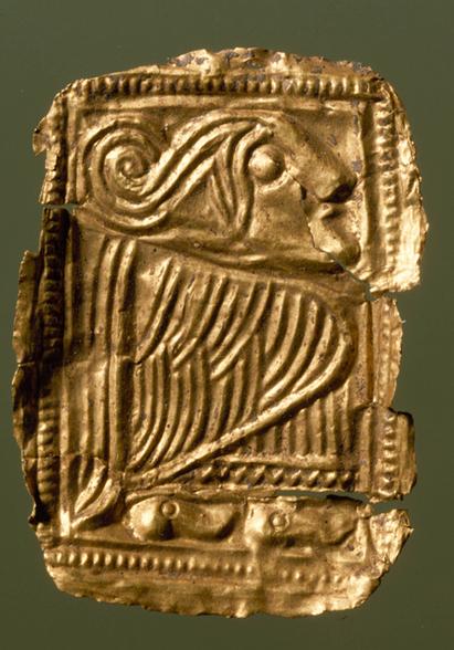 Gold foil with figure from Bornholm. C. 6th century AD.
