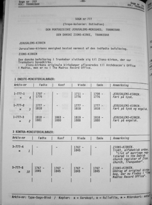 Extract from church register. Tamil Nadu State Archives, Chennai, India