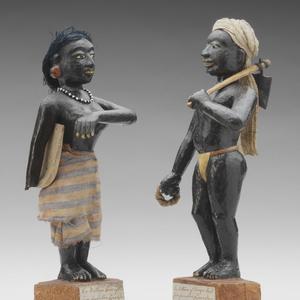 Figurines depicting a married couple from the Paraiyar caste, collected by the Galathea expedition in 1845. Photo: John Lee. National Museum of Denmark (ES Dd.20)